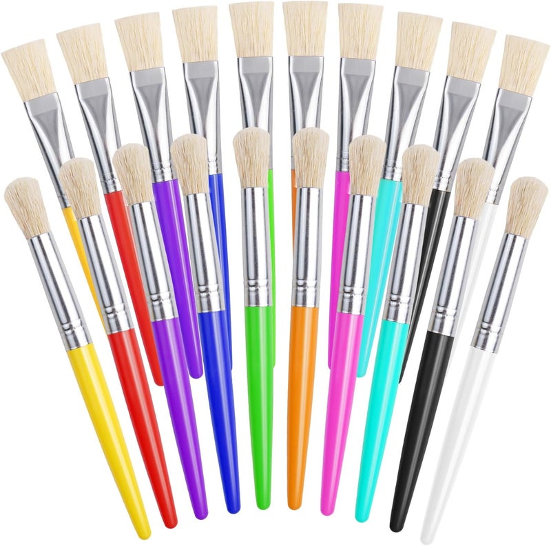 Joyooss Paint Brushes for Kids, 20 Pcs Round/Flat Large Kids Paint Brushes, Easy to Clean & Grip Washable No Shed Hog Bristle Toddler Paint Brushes Paintbrushes Kids for Watercolor, Acrylic, Gouache - Image 1